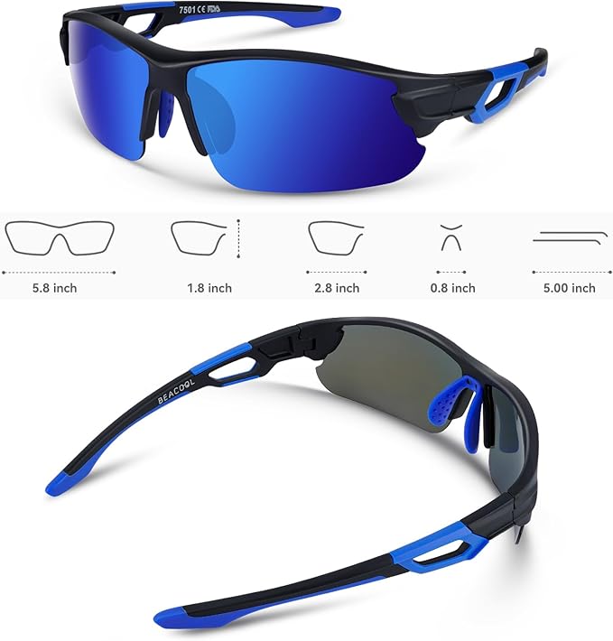 BEACOOL Polarized Sports Sunglasses for Men Women Youth Baseball Cycling Running Driving Fishing Golf Motorcycle TAC Glasses
