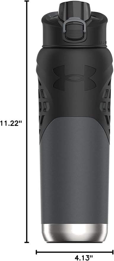 Under Armour 24Oz Stainless Steel Water Bottle, Insulated, Carabiner Easy Carry Hook, Leak Proof, Kids & Adults, All Sports, Gym