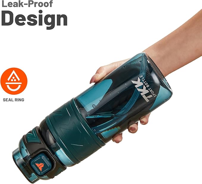 TKK Sports Water Bottles with Removable Straw 29 oz Leak-proof Flip Top Lid BPA Free Tritan Bottles with Strap for School, Fitness, Gym, Outdoor, Green