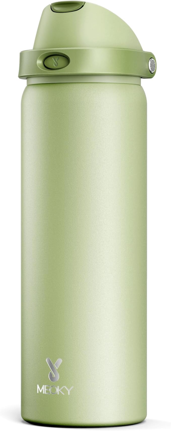 32 oz Insulated Water Bottle with Straw: Meoky Stainless Steel Metal Water Bottle with 2-in-1 Lid - Leak Proof, Cold for 24 Hours, Protective Silicone Base, BPA-Free for Sports Gym, Sage