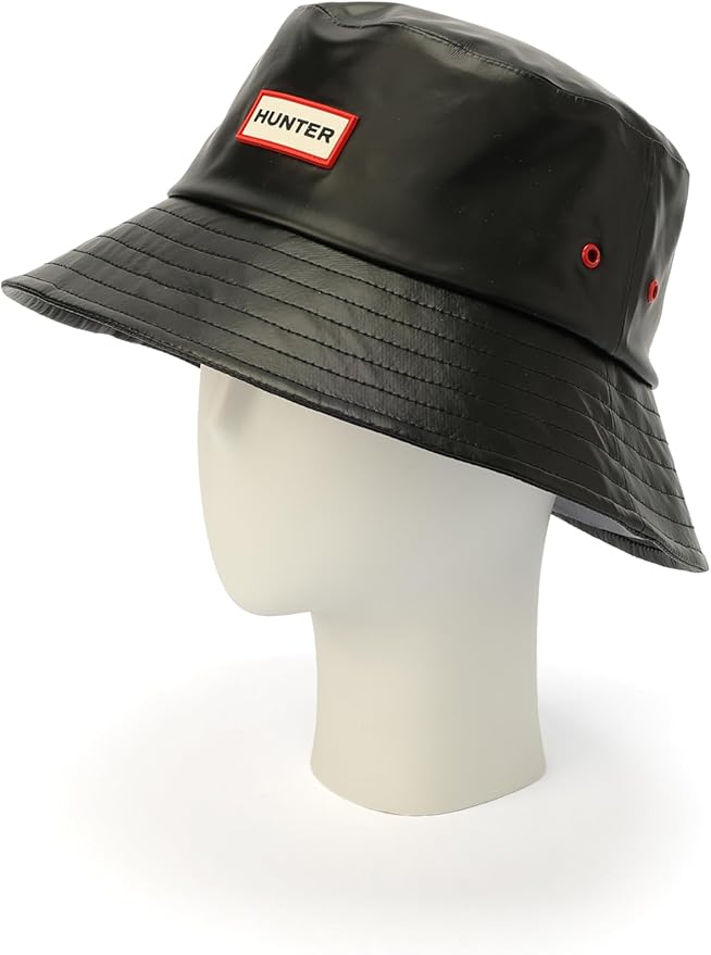 HUNTER Rain Bucket Hat, Water Resistant Cap with Brand Logo, Versatile Accessory, Black