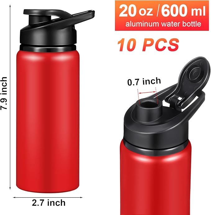 CHENGU Water Bottle Bulk 20 oz Aluminum Reusable Bottles Lightweight Snap Lid Water Cups Easy Carry Leak Proof Travel Tumbler for Gym Sports Camping Hiking Fishing