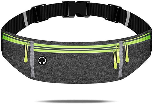 Waist pack sport running Belt Pack with adjustable Strap for running hiking travel outdoors sport (Grey, 4 Pockets)