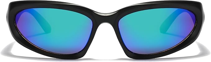 Trendy Wrap Around Sunglasses for Women Men Y2K Futuristic Swift Oval Polarized Tinted Sports Glasses