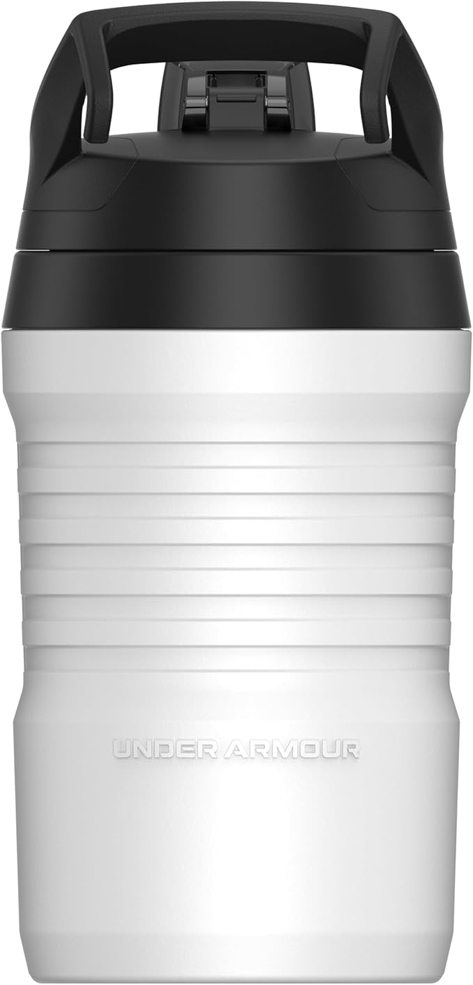 Under Armour 32 oz Insulated Water Bottles - Sports Water Jug with Fence Hook, Leak Resistant for Baseball, Football & More, 32 oz Insulated, White/Black