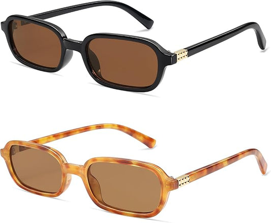 Retro Rectangular Sunglasses for Women Vintage Fashion Trendy Funny Small 90s Square Sunnies 2025 AP3698