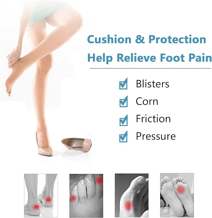 30 Sheet Foam Blister Bandages Pads - Waterproof Adhesive Blister Cushion Toe Tapes for Heel/Foot/Toe - Heel Pad for Prevention/Recovery, Secures Dressings & Skin Chafing Protector