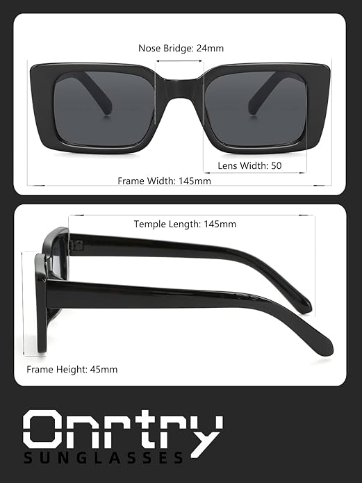 Onrtry Rectangle Sunglasses for Women Men Vintage Fashion Sun Glasses