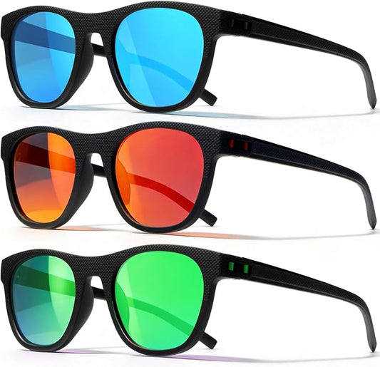 3 Pack Polarized Sunglasses for Men Women, Lightweight UV Protection Sports Sun Glasses for Driving Fishing Golf