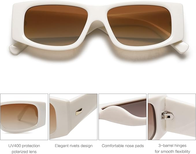 SOJOS Trendy Y2K Rectangle Polarized Sunglasses for Women Men Fashion Designer Rave Sunglasses SJ2228