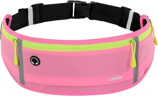 USHAKE Slim Running Belt, Workout Fanny Pack for Men Women,Exercise Waist Pack for Apple iPhone Holder, Runner Belt for Running Walking Cycling Camping Gym