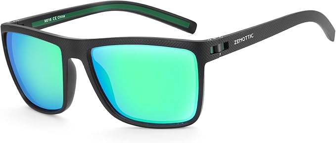 ZENOTTIC Polarized Sunglasses for Men Lightweight TR90 Frame UV400 Protection Square Sun Glasses
