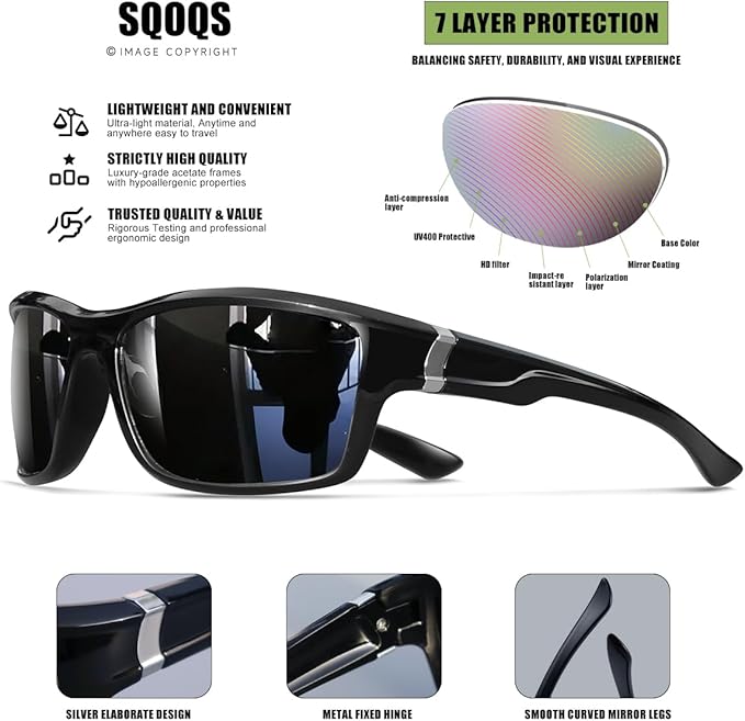 Polarized Sunglasses for Men Women Sports Goggles Lightweight Frame Cycling Running Fishing Driving UV400 Protection