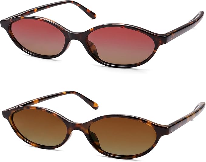 Retro Oval Cat Eye Sunglasses for Women Y2k Trendy Narrow Sunnies Designer Sun Glasses AR82253