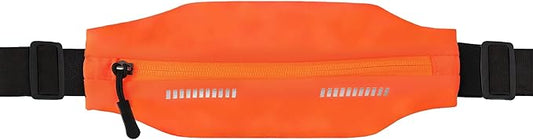 Slim Running Belt For Men and Women Waist Fanny Pack Phone Holder Pouch Bag Reflective Zipper Pocket Workout Cycling Fitness Orange