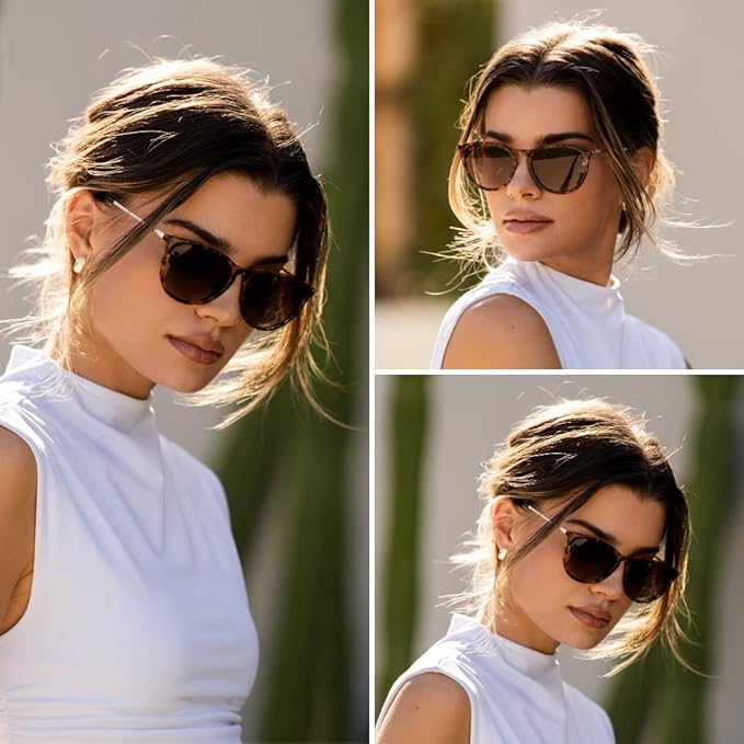 WearMe Pro Women's Round Sunglasses with Polarized UV Protection, Trendy Retro Designer Style