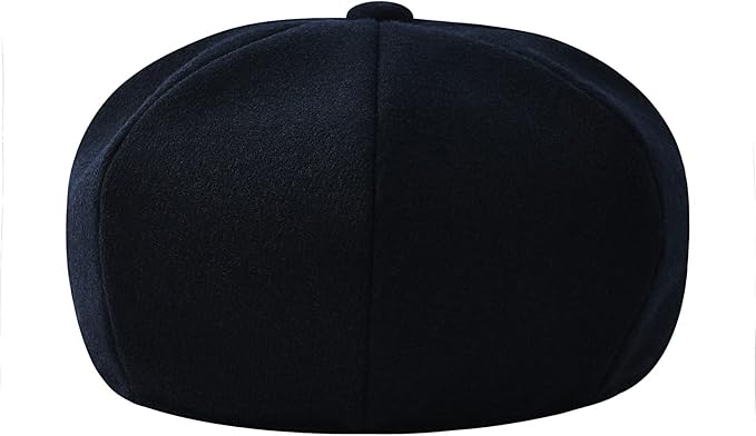 Men Wool Blend 8 Panel Newsboy Cap Tweed Cabbie Hat Snap Brim