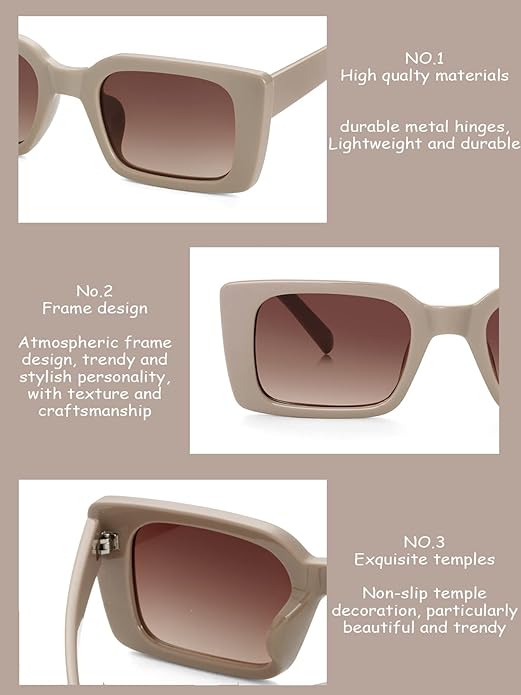 Onrtry Rectangle Sunglasses for Women Men Vintage Fashion Sun Glasses