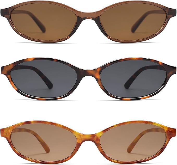 Retro Oval Cat Eye Sunglasses for Women Y2k Trendy Narrow Sunnies Designer Sun Glasses AR82253