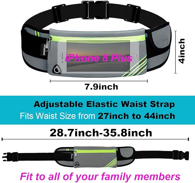 Running Belt Waist Pack Bag Fanny Pack for Phone Men Women,Thin Runners Pouch Belt for Hiking Walking Sports Cycling Traveling Money Belt,Phone Carrier Waistband for Wallet Gray