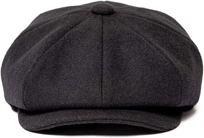 Men Wool Blend 8 Panel Newsboy Cap Tweed Cabbie Hat Snap Brim