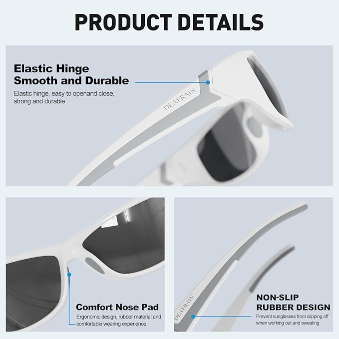 DEAFRAIN Polarized Sports Sunglasses for Men Women Driving Fishing Cycling Running UV Protection