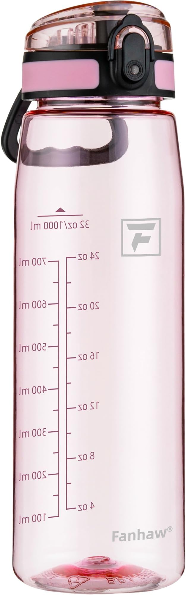 Fanhaw 32 oz Tritan Water Bottle with Chug Lid - Clear, BPA-Free, Lightweight, Wide Mouth, Leak-Proof, Perfect for Gym, Travel, School, Office, and Sports (Cherry Blossom)