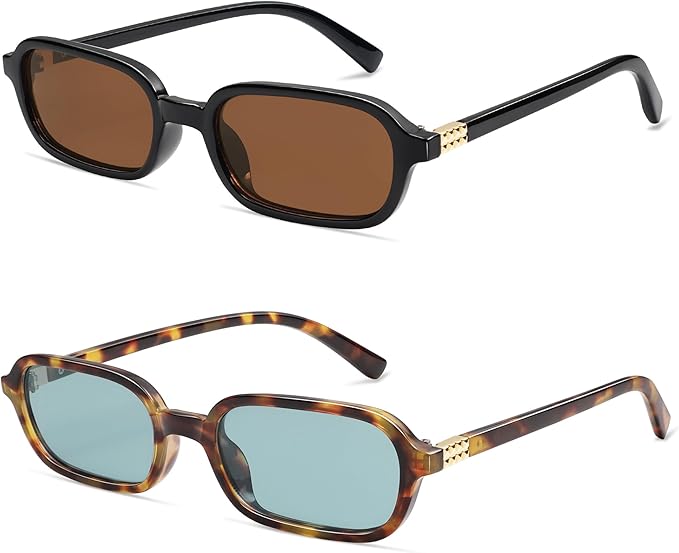 Retro Rectangular Sunglasses for Women Vintage Fashion Trendy Funny Small 90s Square Sunnies 2025 AP3698