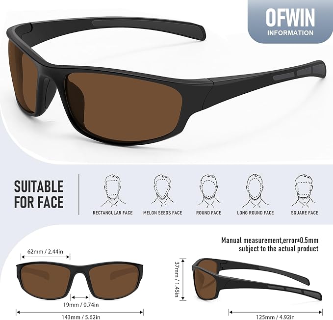 Sports Polarized Sunglasses for Men Women Wrap Around Sun Glasses Fishing Cycling Driving Running UV Protection