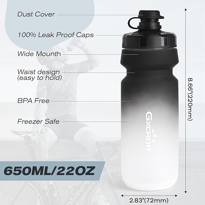 GXCROR Bike Water Bottle Holder with Bottle Combo, Lightweight, Durable & Secure Water Bottle Cage Set, Easy Installation, Fit for Sport Outdoor Cycling, MTB Road