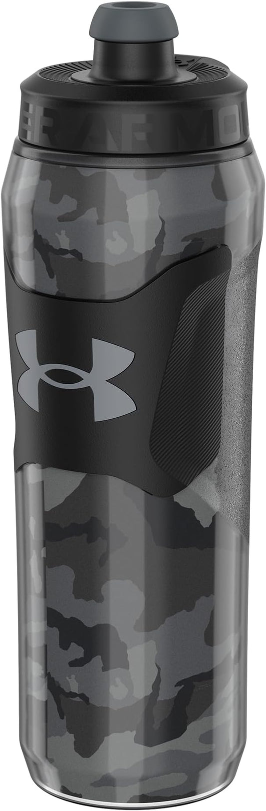 Under Armour 28oz Playmaker Squeeze Insulated 2 - Sports Water Jug, Leak Resistant for Baseball, Football & More, Black Steel Camo