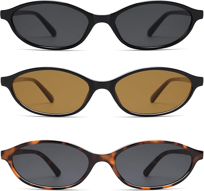 Retro Oval Cat Eye Sunglasses for Women Y2k Trendy Narrow Sunnies Designer Sun Glasses AR82253