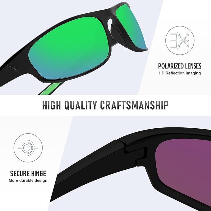 Sports Polarized Sunglasses for Men Women Wrap Around Sun Glasses Fishing Cycling Driving Running UV Protection