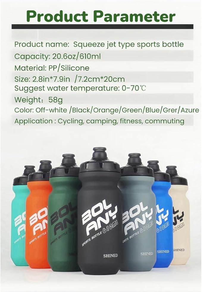 20oz Lightweight Sports Water Bottle PP Material BPA Free Squeeze Jet Straight Drink Cup Portable Outdoor Cycling Bottle (Orange)