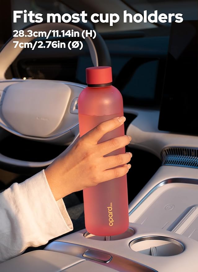 Opard Slim Water Bottle 32oz, Dishwasher Safe Plastic Water Bottle BPA-Free, Leakproof Screw Top, Flamingo Pink, Reusable for Travel School Sport Gym Hiking