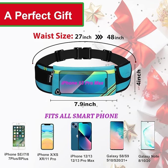 Running Belt Waist Pack Bag,Workout Gear,Gym Fitness Fanny Pack for Phone,Cell Phone Holder for Running,Jogging Pocket Belt for Women & Men,Running Accessories(Blue)