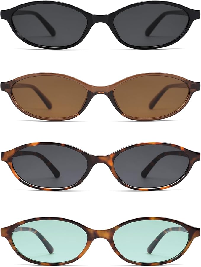 Retro Oval Cat Eye Sunglasses for Women Y2k Trendy Narrow Sunnies Designer Sun Glasses AR82253