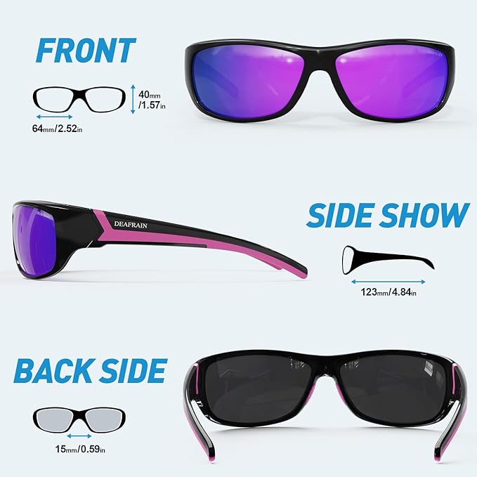 DEAFRAIN Polarized Sports Sunglasses for Men Women Driving Fishing Cycling Running UV Protection