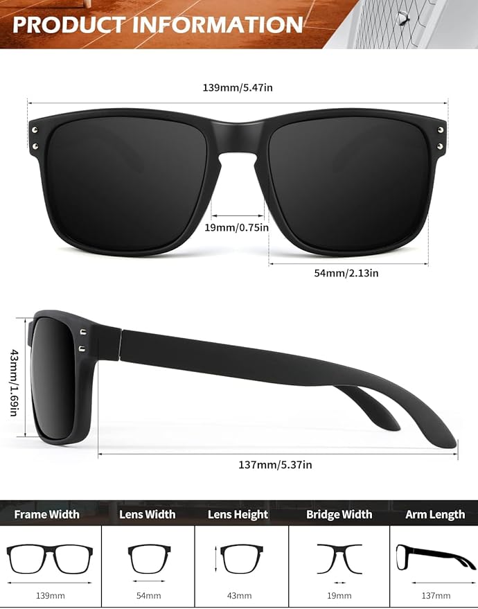 KALIYADI Polarized Sunglasses for Men and Women Vintage Style Sun Glasses for Fishing Running Driving with UV Protection