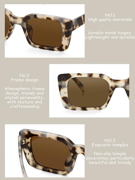 Onrtry Rectangle Sunglasses for Women Men Vintage Fashion Sun Glasses