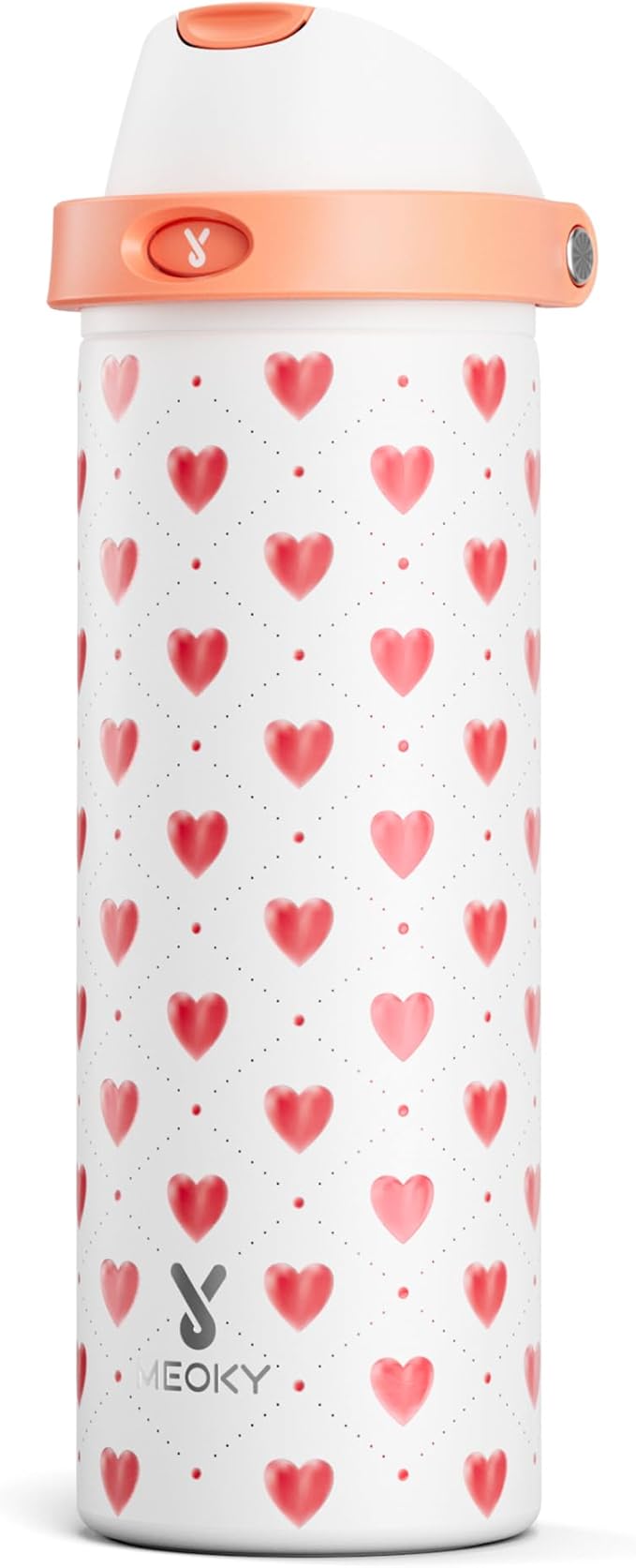 24 oz Valentine's Day Water Bottle: Meoky Stainless Steel Water Bottle with Straw and Spout Lid - Leak Proof, Cold for 24 Hours, Fits in Car Cup Holder, Valentines Day Gifts for Her Women Girls, Amora