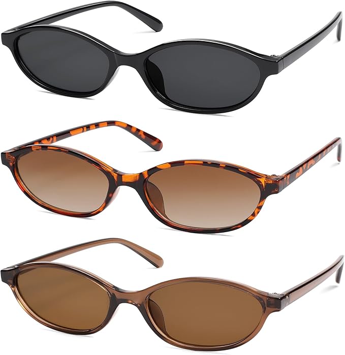 Retro Oval Cat Eye Sunglasses for Women Y2k Trendy Narrow Sunnies Designer Sun Glasses AR82253