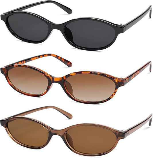 Retro Oval Cat Eye Sunglasses for Women Y2k Trendy Narrow Sunnies Designer Sun Glasses AR82253