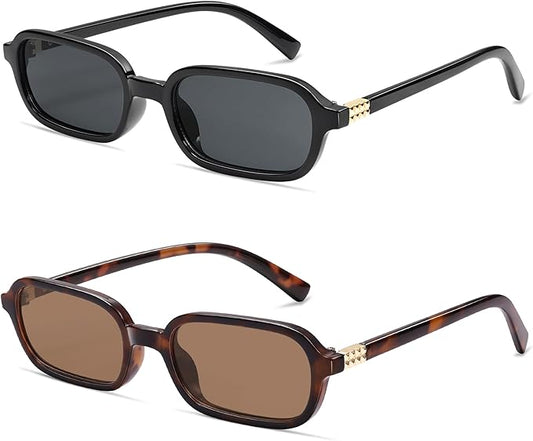 Retro Rectangular Sunglasses for Women Vintage Fashion Trendy Funny Small 90s Square Sunnies 2025 AP3698