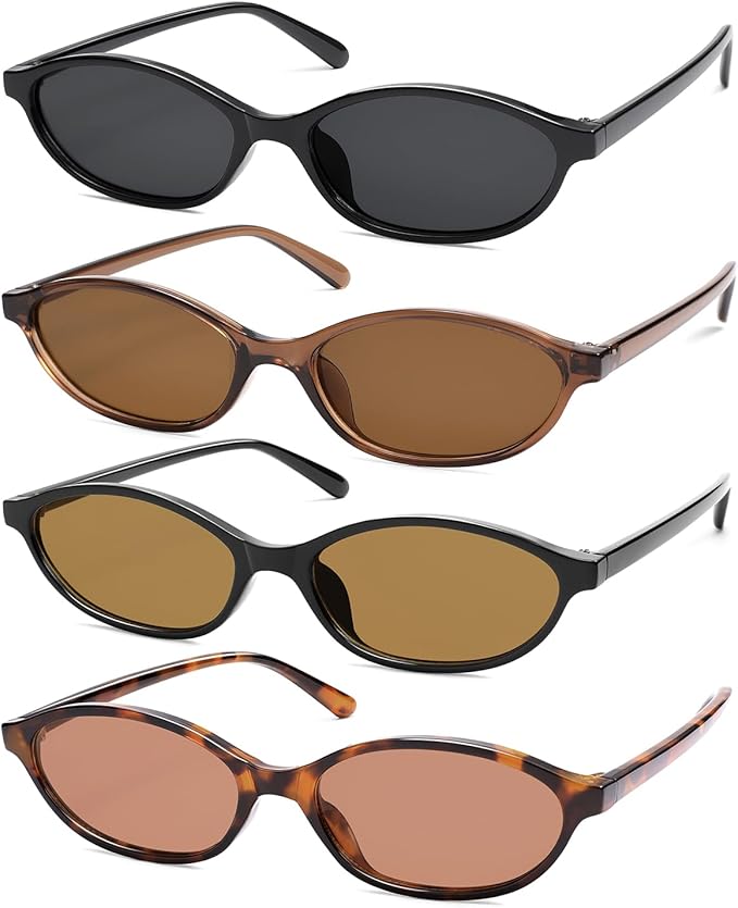 Retro Oval Cat Eye Sunglasses for Women Y2k Trendy Narrow Sunnies Designer Sun Glasses AR82253