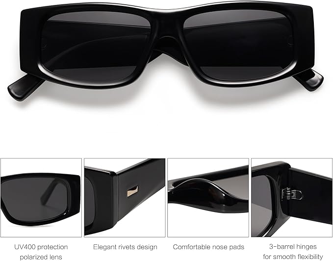 SOJOS Trendy Y2K Rectangle Polarized Sunglasses for Women Men Fashion Designer Rave Sunglasses SJ2228