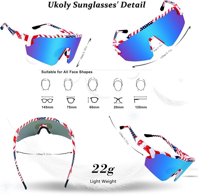 Ukoly Baseball Sunglasses For Men Women,Sports Sunglasses For Baseball Running Cycling UV400 protection TR90 Frame 615