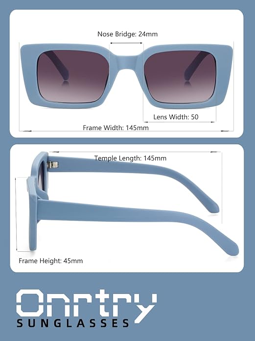 Onrtry Rectangle Sunglasses for Women Men Vintage Fashion Sun Glasses