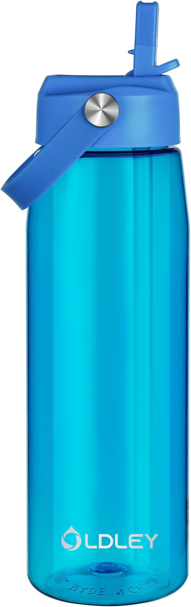 OLDLEY 32 oz Water Bottle with Straw, Leakproof Sports Water Bottle with Carry Strap, BPA-Free Large Water Bottles for Home,Travel, School, Outdoors, Gym, Tritan, Blue