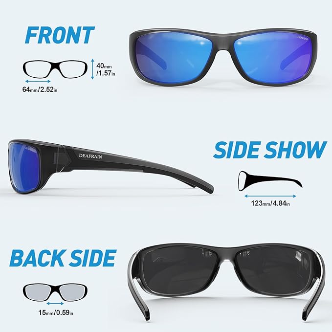 DEAFRAIN Polarized Sports Sunglasses for Men Women Driving Fishing Cycling Running UV Protection